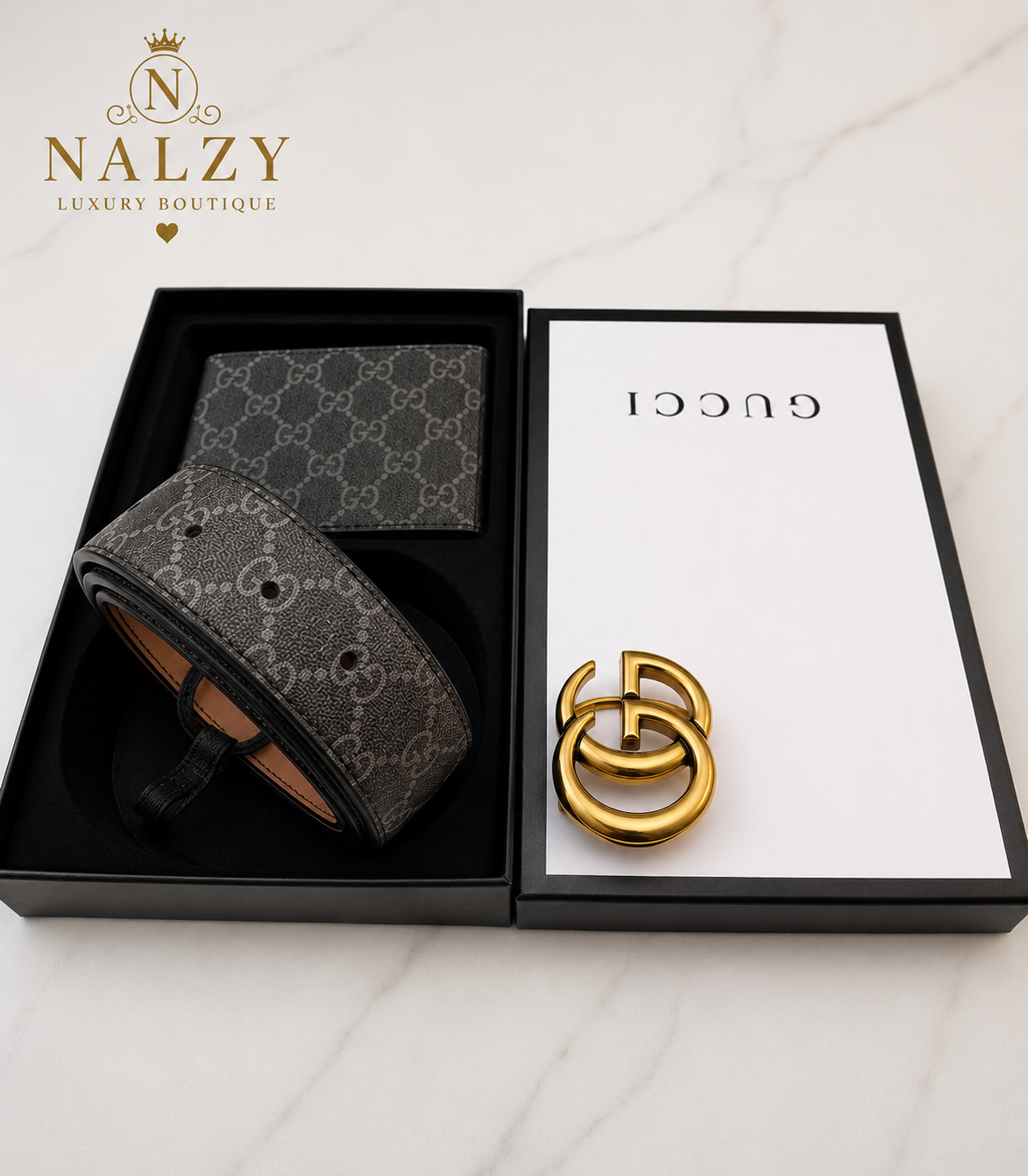 Set Premium para Caballero – Cartera + Cinturón Estilo Luxury Gris