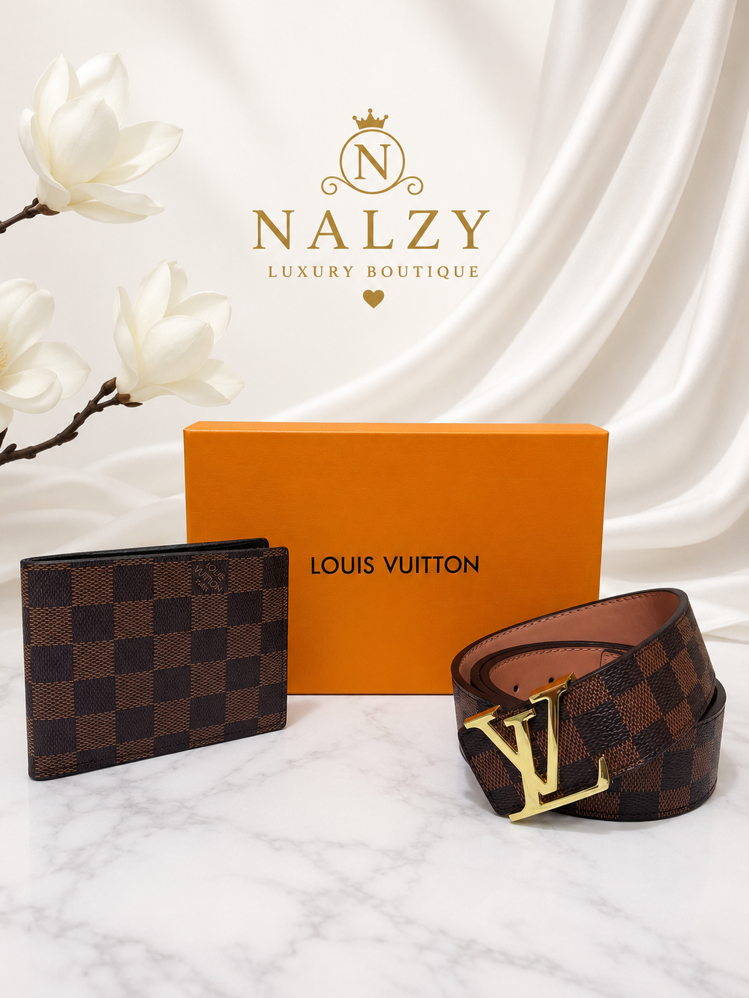 Set Premium para Caballero – Cartera y Cinturón Estilo Luxury Cuadros Café