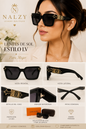 Lentes de Sol Fashion Estilo LV Oversized para Mujer | Negro con Detalles Dorados
