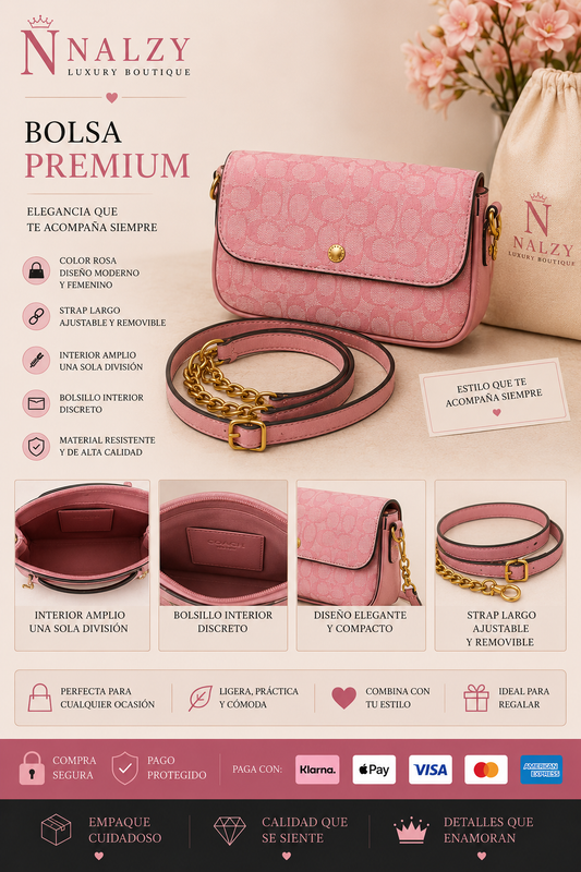 Bolsa Premium Estilo Clásico Rosa | Crossbody Elegante