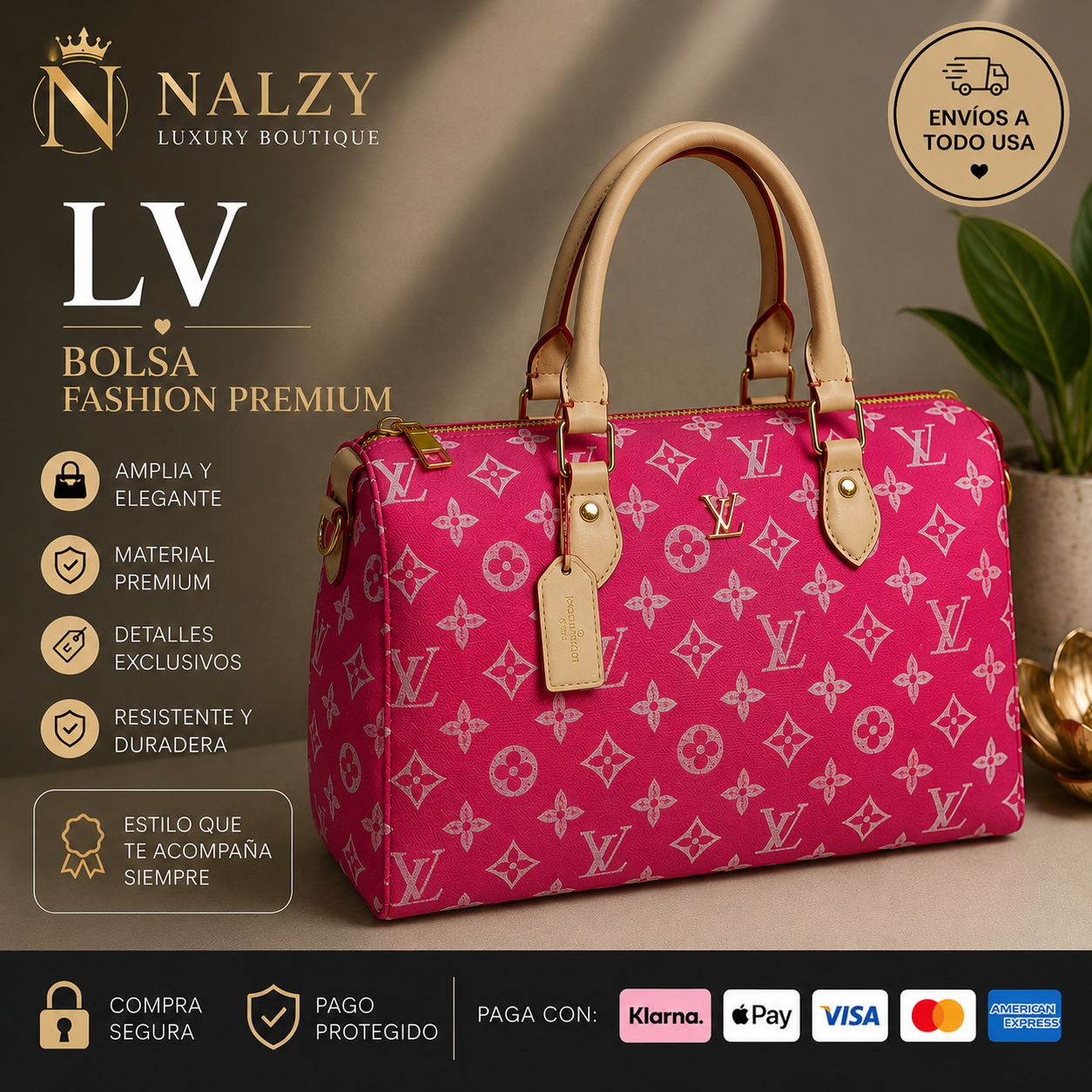 Bolsa Fashion Premium Fucsia | Modelo Bolso mediano