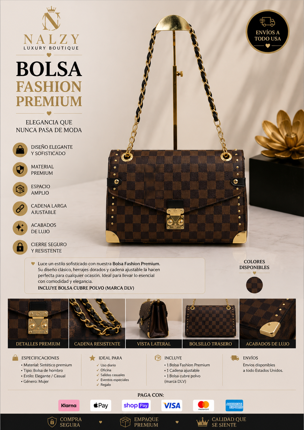 Bolsa Fashion Premium – Cadena Clásica