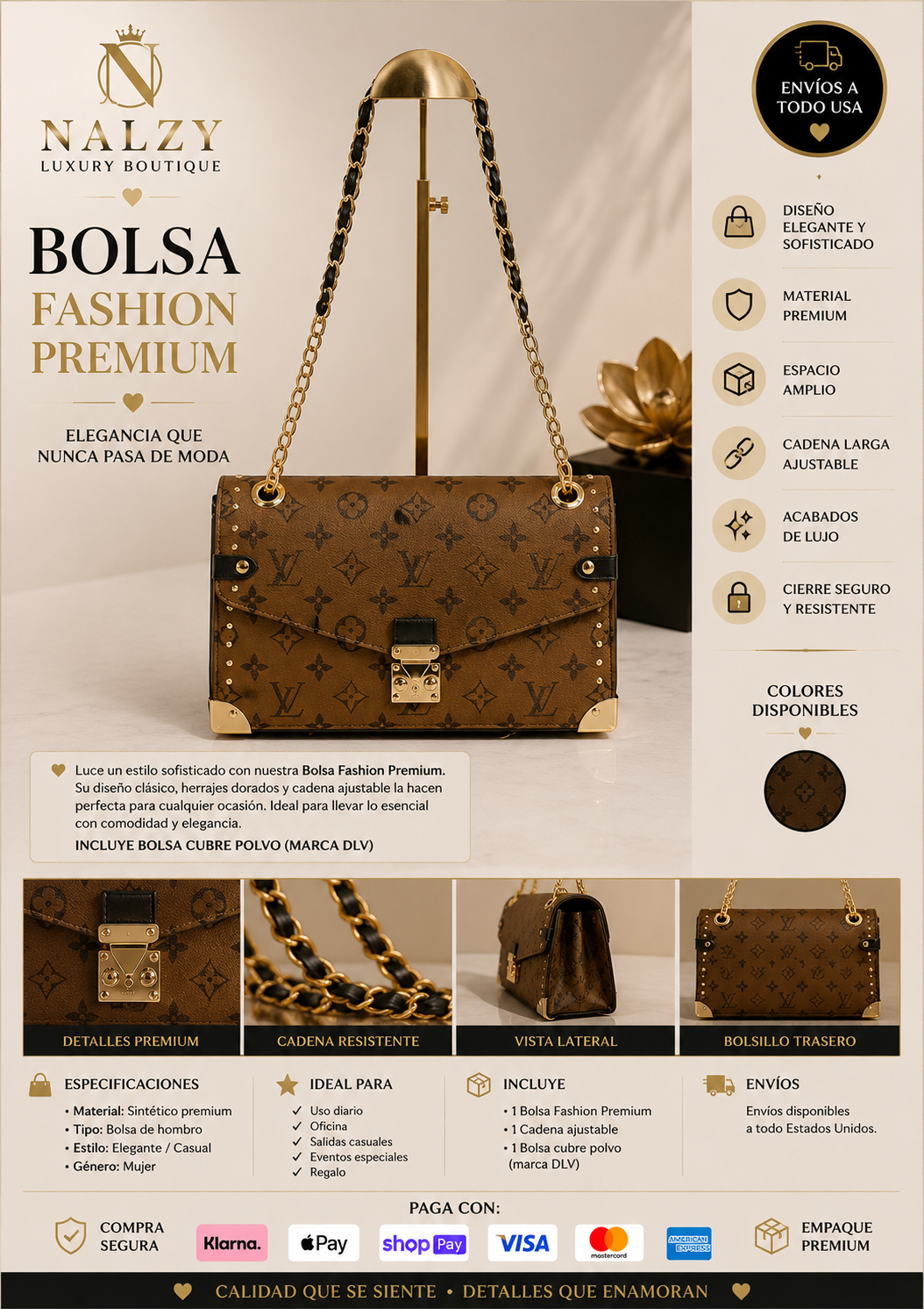 Bolsa Fashion Premium – Cadena Clásica