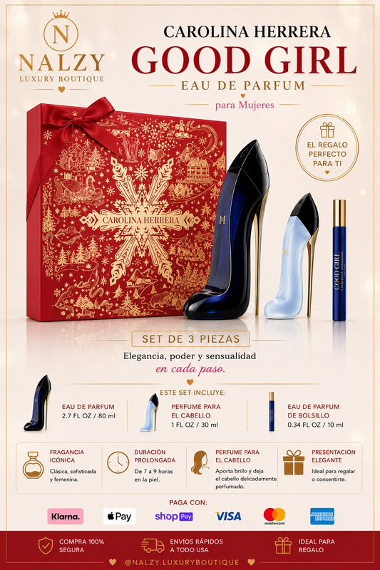 Carolina Herrera Good Girl Eau de Parfum Set 3 Piezas para Mujer (2.7 oz)