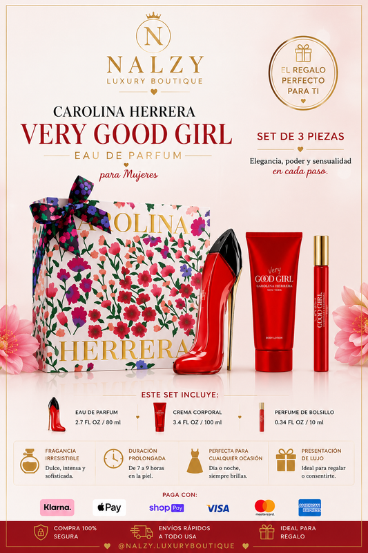 Carolina Herrera Very Good Girl Eau de Parfum Set 3 Piezas para Mujer (2.7 oz / 80 ml)