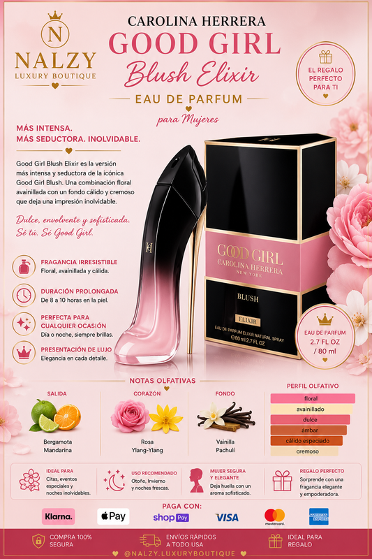 Carolina Herrera Good Girl Blush Elixir Eau de Parfum para Mujer 2.7 oz | 80 ml