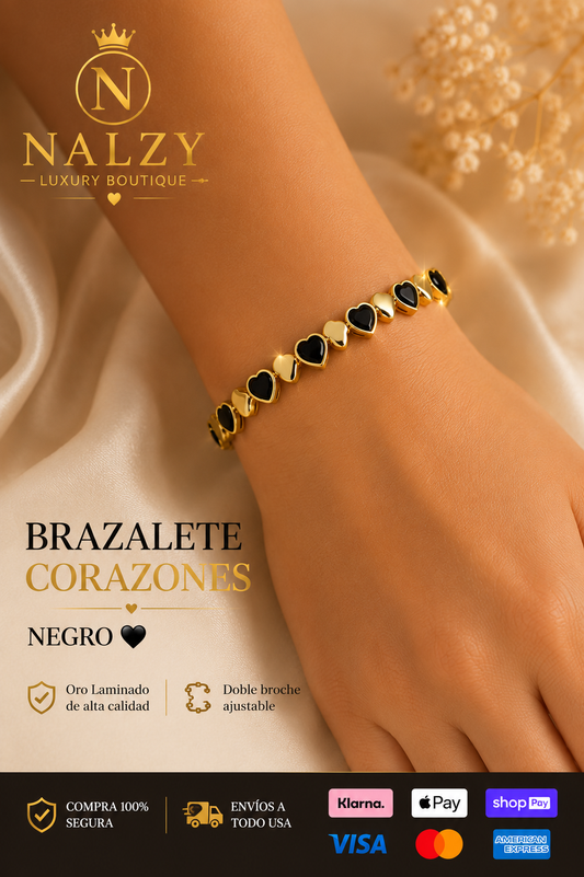 Brazalete Corazones Oro Laminado | Ajustable | 4 Colores