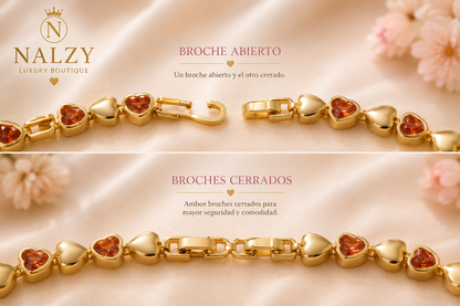 Brazalete Corazones Oro Laminado | Ajustable | 4 Colores