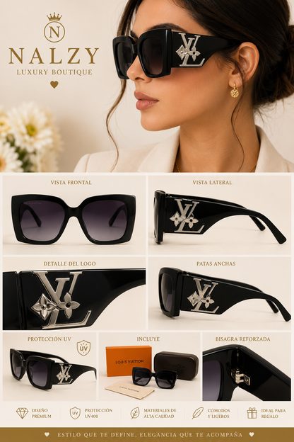 Lentes Fashion Premium Estilo LV | Negro | Incluye Estuche y Accesorios