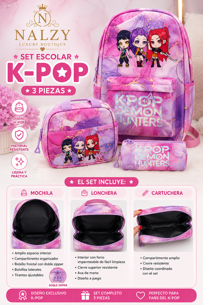 Set Escolar K-Pop Demon Hunters 3 Piezas