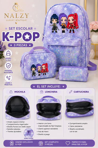 Set Escolar K-Pop Demon Hunters 3 Piezas