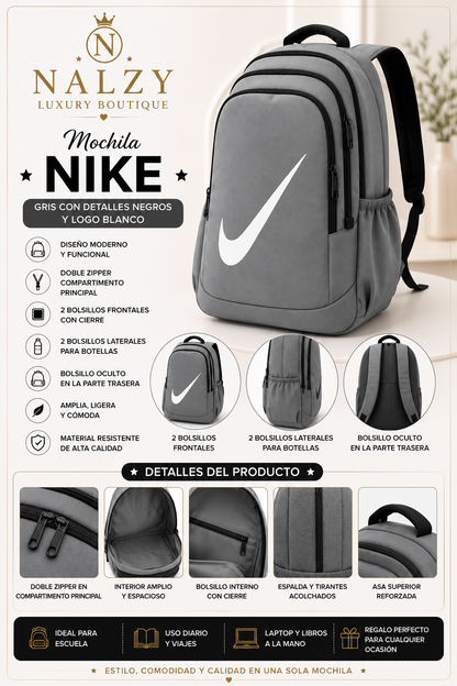 Mochila Deportiva Multifuncional Estilo Nike | Amplia, Cómoda y Resistente