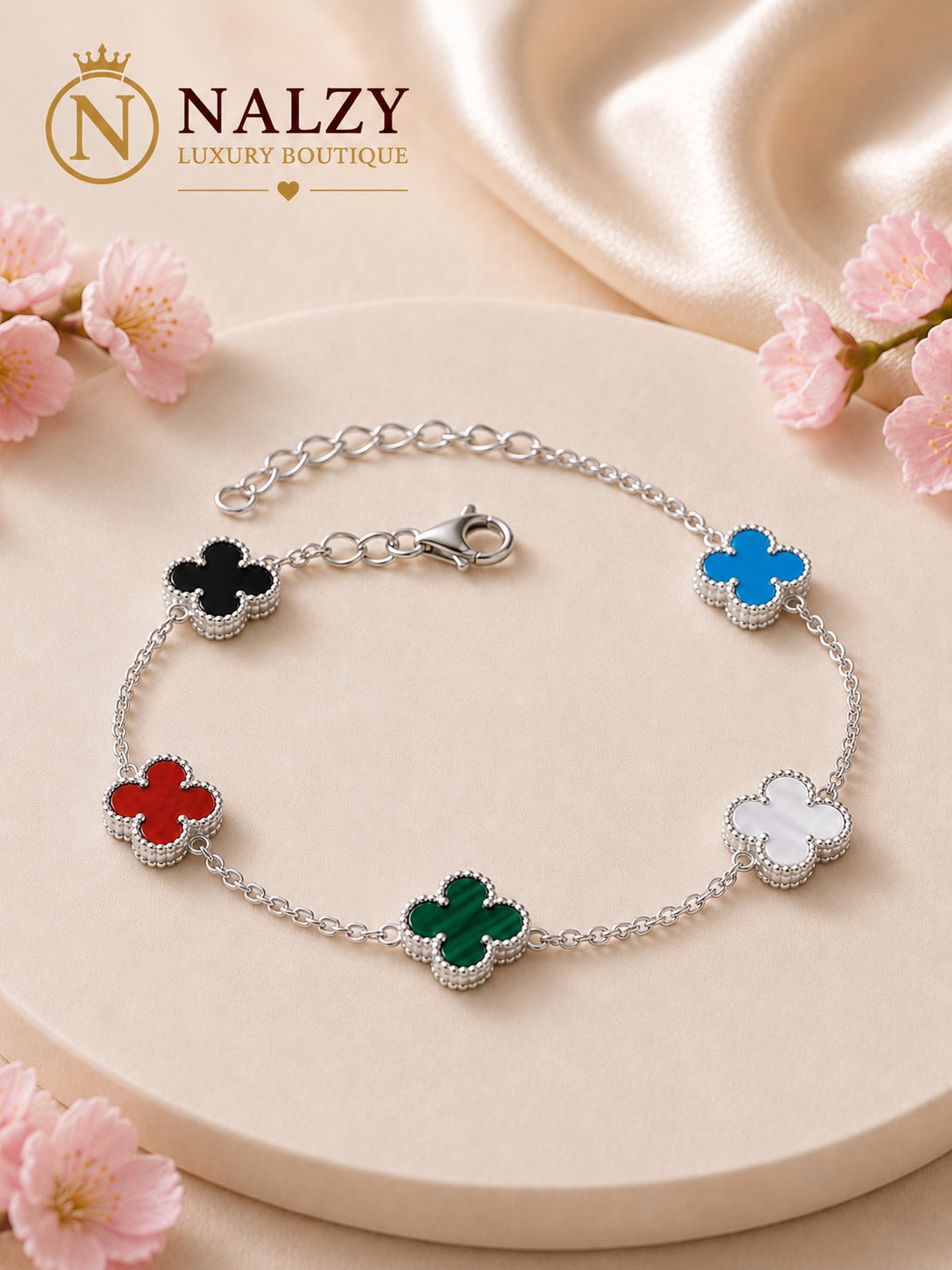 Pulsera Premium de Tréboles Multicolor – Elegancia Atemporal