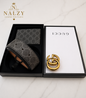 Set Premium para Caballero – Cartera + Cinturón Estilo Luxury Gris
