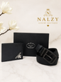 Set Premium para Caballero – Cartera y Cinturón Negro Estilo Luxury