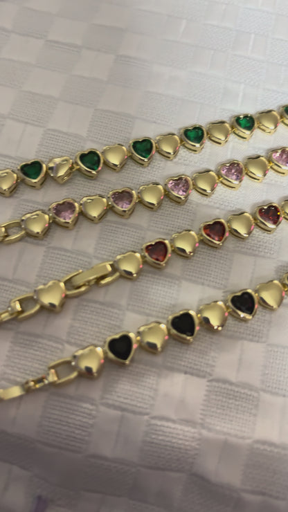Brazalete Corazones Oro Laminado | Ajustable | 4 Colores